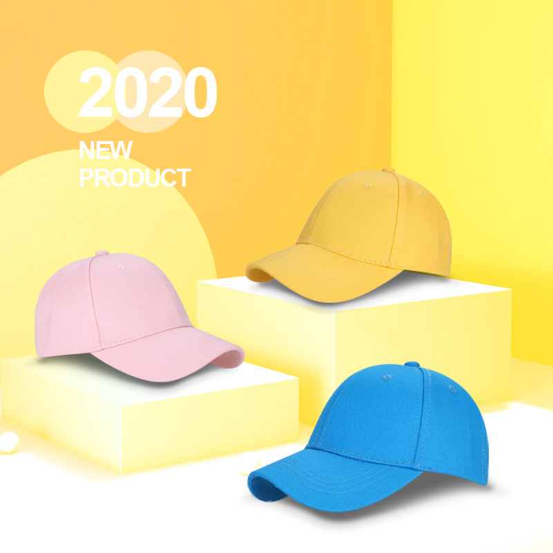 Children&#039;s Cotton Baseball Cap 54 Yards Middle Children&#039;s Peaked Cap Custom Logo Outdoor Leisure Fashion Sun Hat Yellow Cap