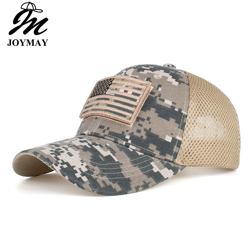 American Flag Camouflage Stickers Embroidered Baseball Cap Mesh Cap Hat for Men Peaked Cap Amazon Cross-Border B688