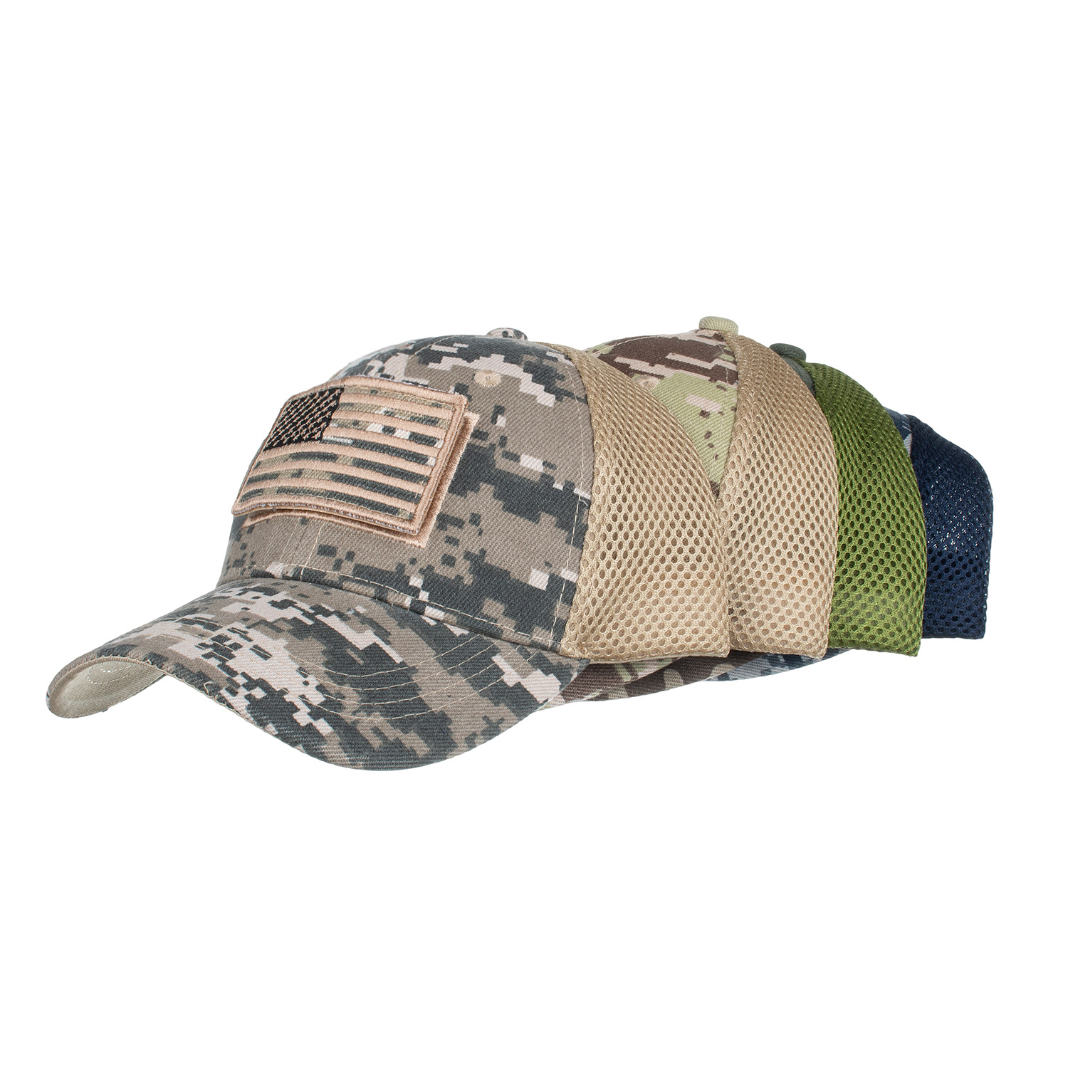 American Flag Camouflage Stickers Embroidered Baseball Cap Mesh Cap Hat for Men Peaked Cap Amazon Cross-Border B688