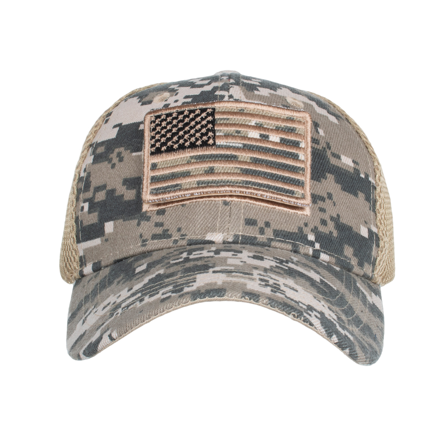 American Flag Camouflage Stickers Embroidered Baseball Cap Mesh Cap Hat for Men Peaked Cap Amazon Cross-Border B688