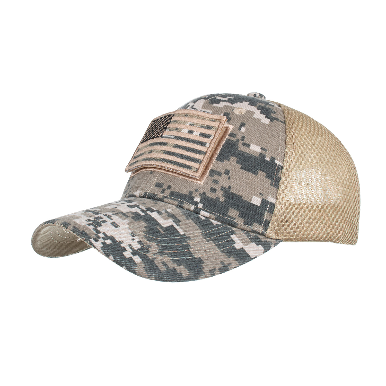 American Flag Camouflage Stickers Embroidered Baseball Cap Mesh Cap Hat for Men Peaked Cap Amazon Cross-Border B688