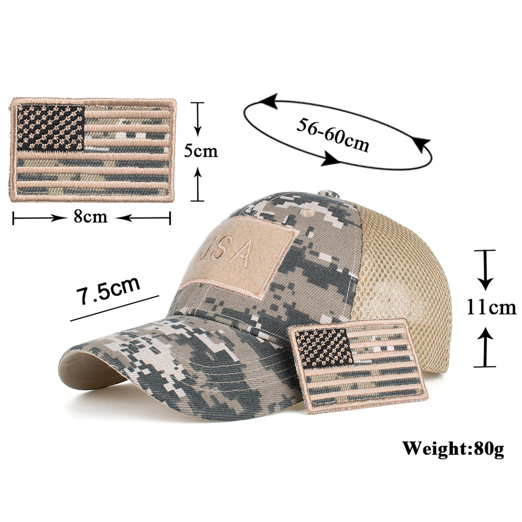 American Flag Camouflage Stickers Embroidered Baseball Cap Mesh Cap Hat for Men Peaked Cap Amazon Cross-Border B688