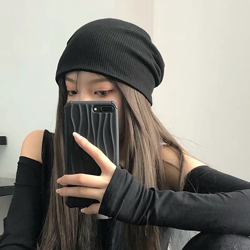 Leisure cap Knitted Hat Women&#039;s Internet Celebrity Woolen Cap Big Head Circumference Pullover Toe Cap Beanie Hat