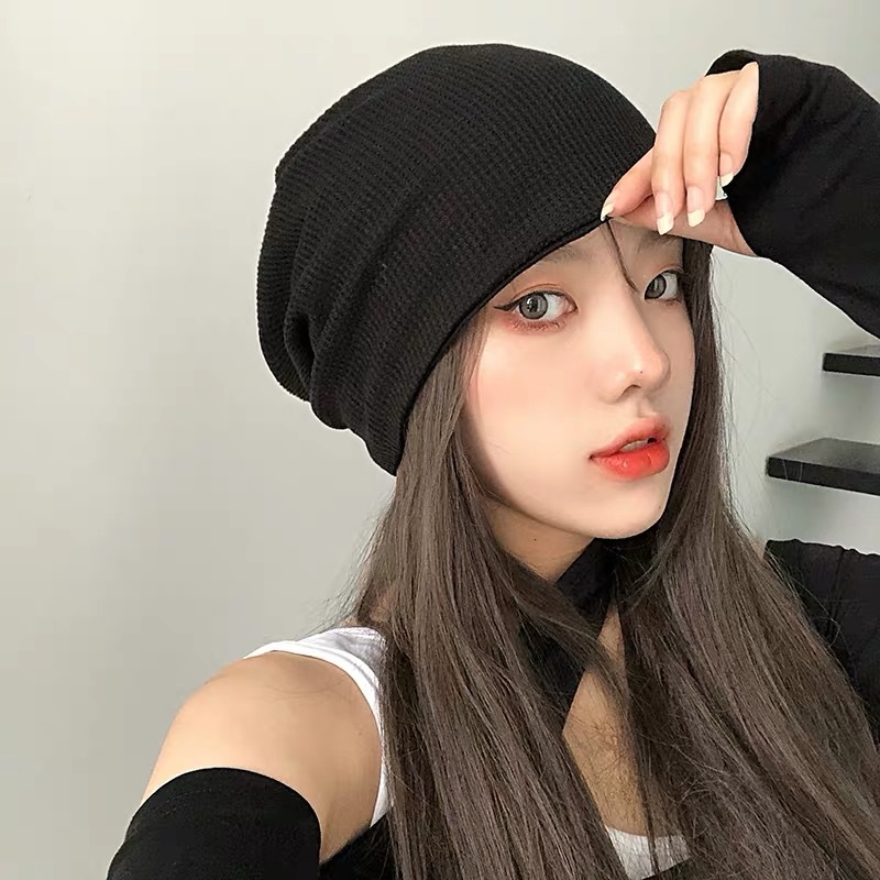 Leisure cap Knitted Hat Women&#039;s Internet Celebrity Woolen Cap Big Head Circumference Pullover Toe Cap Beanie Hat
