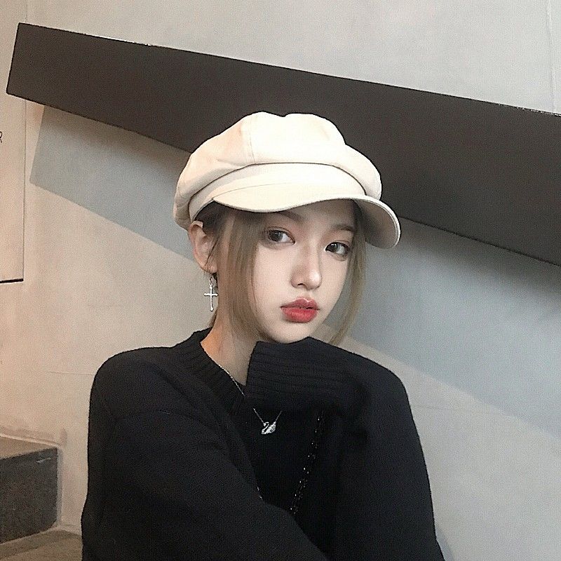 Korean Style Artistic Solid Color Cotton and Linen Octagonal Cap Autumn Men&#039;s and Women&#039;s Casual Leisure cap