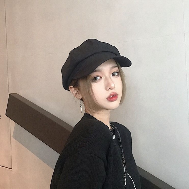 Korean Style Artistic Solid Color Cotton and Linen Octagonal Cap Autumn Men&#039;s and Women&#039;s Casual Leisure cap