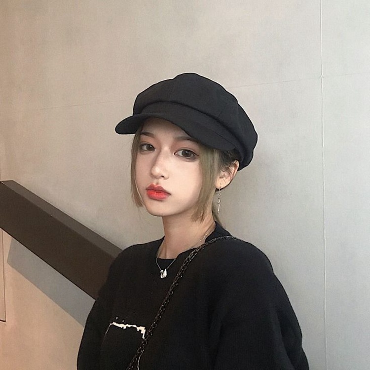 Korean Style Artistic Solid Color Cotton and Linen Octagonal Cap Autumn Men&#039;s and Women&#039;s Casual Leisure cap