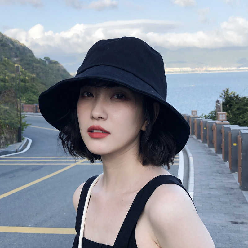 Sun-Proof Bucket Hat Wide Brim Dome Monochrome Summer Fashion Casual Travel Sun-Proof Trendy Leisure cap