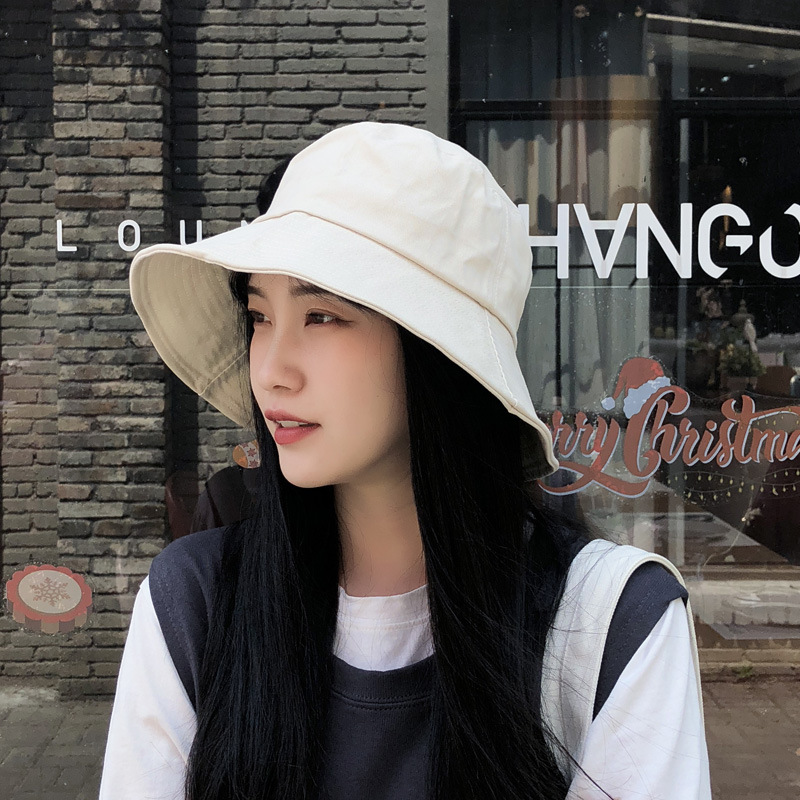 Sun-Proof Bucket Hat Wide Brim Dome Monochrome Summer Fashion Casual Travel Sun-Proof Trendy Leisure cap