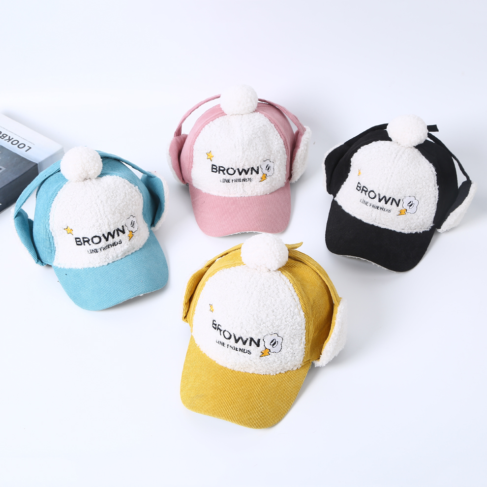 Korean Style Lambswool Ear Protection Children Hat Autumn and Winter New Students Warm-Keeping Leisure Curved Brim Peaked Cap Factory Direct Sales
