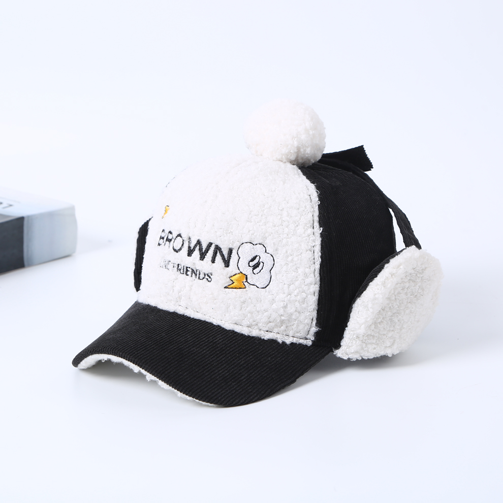 Korean Style Lambswool Ear Protection Children Hat Autumn and Winter New Students Warm-Keeping Leisure Curved Brim Peaked Cap Factory Direct Sales