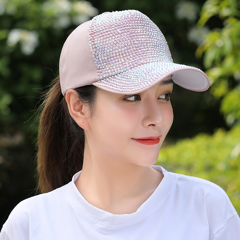 Korean version of summer fashion rhine-diamond Baseball Cap Chic woman Outdoor Tourism Sun Shade Leisure Sun Cap