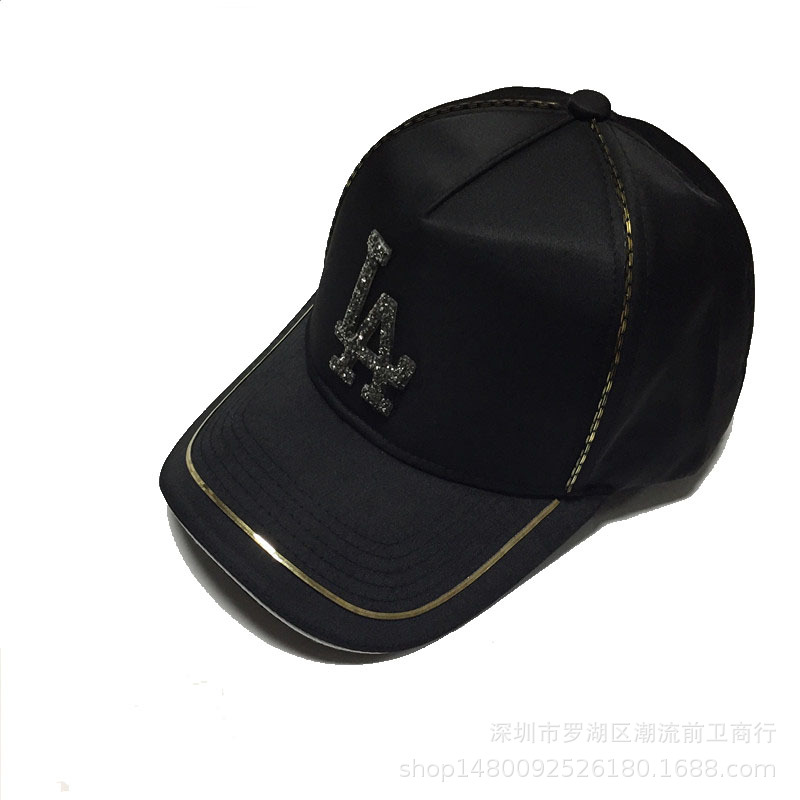 2021korean Style Spring, Summer, Autumn And Winter Four Seasons Leisure Peaked Cap Fashion Diamond-Embedded La Letter Women &#039;S Baseball Hat