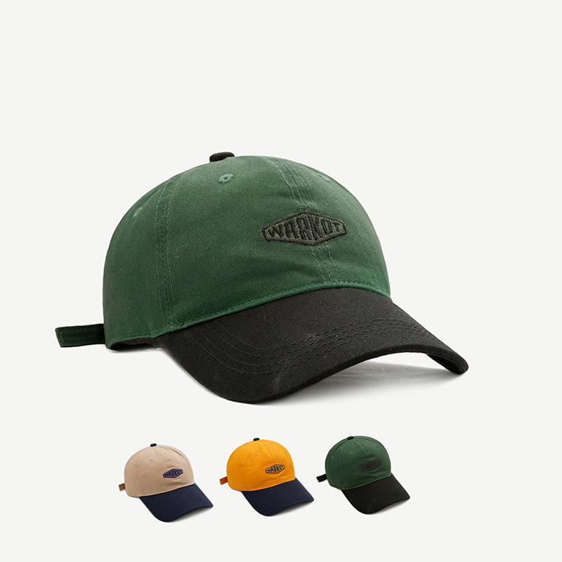 Korean Fashion Brand Contrast Color Baseball Cap Female Autumn and Winter Leisure Versatile College Style Letter Embroidery Couple Shopping Peaked Cap