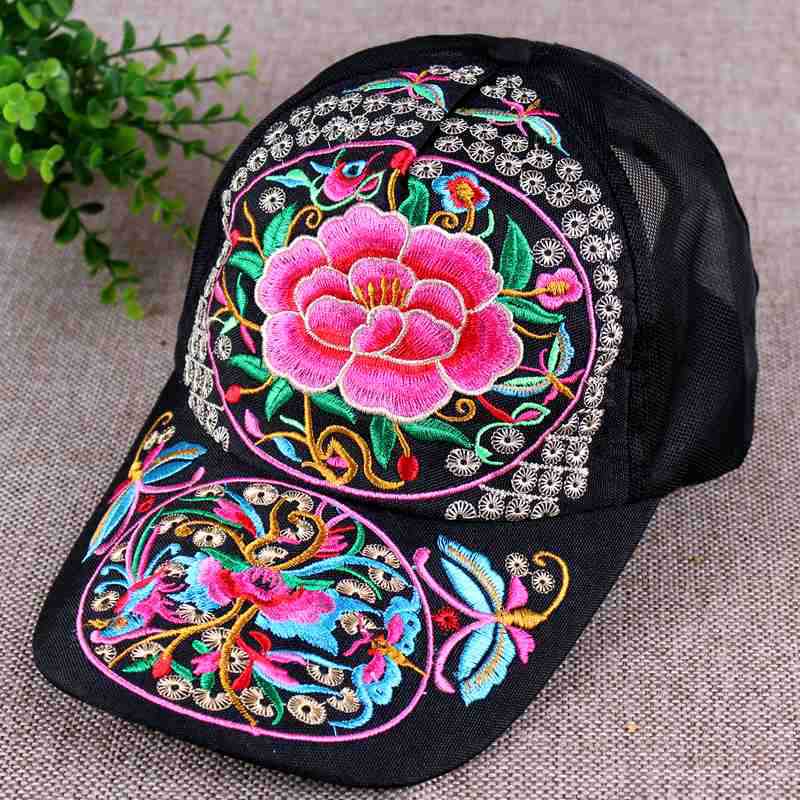 Ethnic Characteristics Thin Mesh Cap Breathable Cool Hat Summer Embroidered Leisure Sun Hat Sun Hat Women&#039;s Baseball Cap