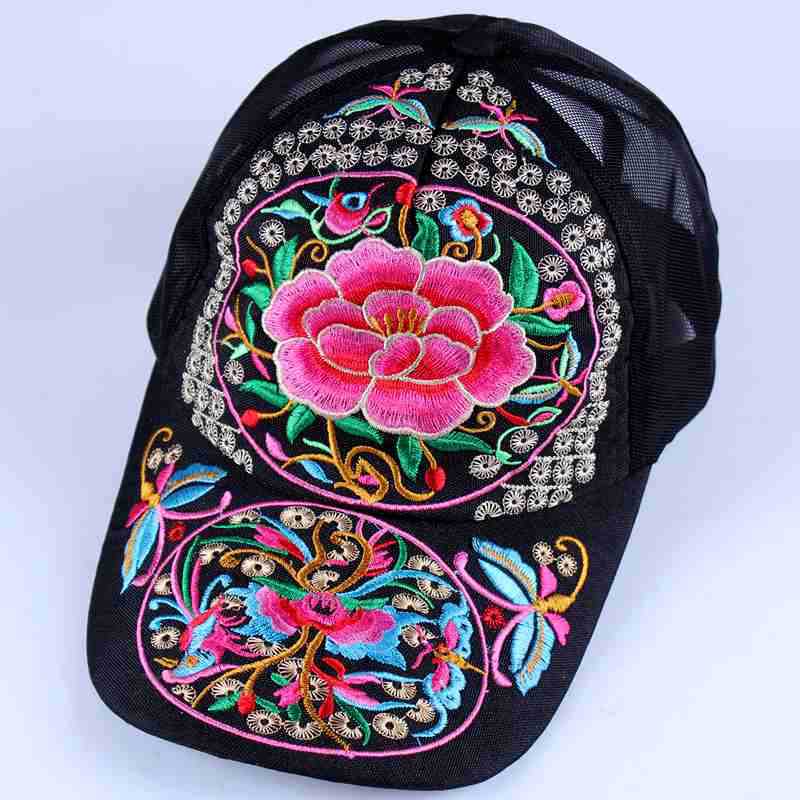 Ethnic Characteristics Thin Mesh Cap Breathable Cool Hat Summer Embroidered Leisure Sun Hat Sun Hat Women&#039;s Baseball Cap