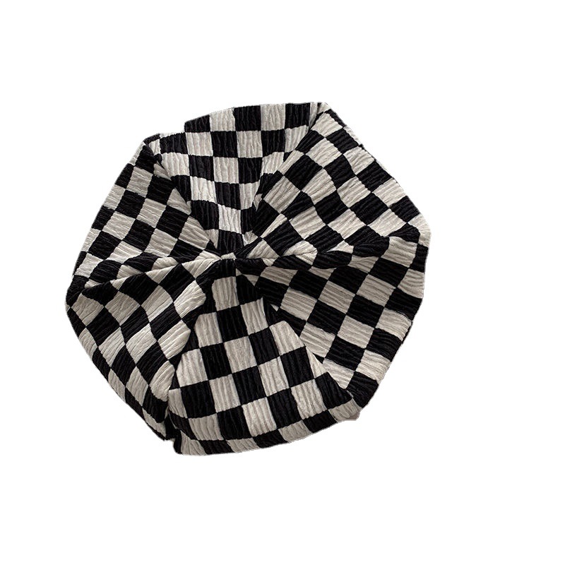 Japanese Chessboard Beret All-Match Internet Famous Hat Cloud Hat Big Head Circumference Fashion Women&#039;s Leisure cap