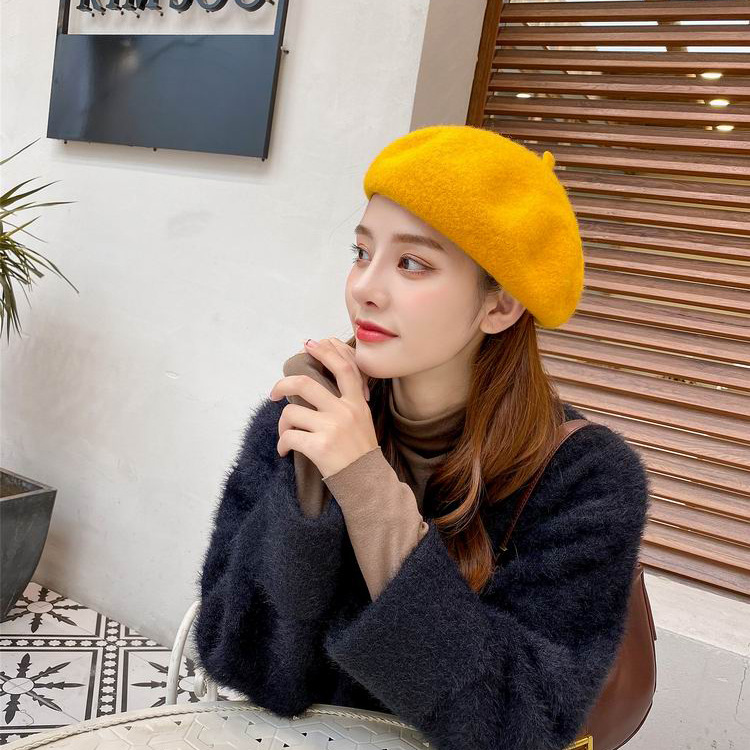 Hat Female Korean Autumn and Winter Wool Beret Leisure Warm Painter Leisure cap
