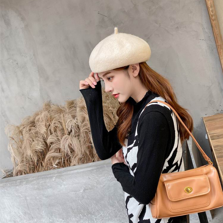 Hat Female Korean Autumn and Winter Wool Beret Leisure Warm Painter Leisure cap