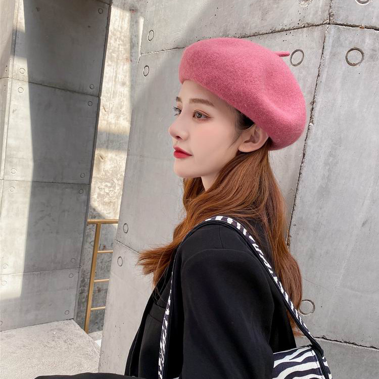 Hat Female Korean Autumn and Winter Wool Beret Leisure Warm Painter Leisure cap