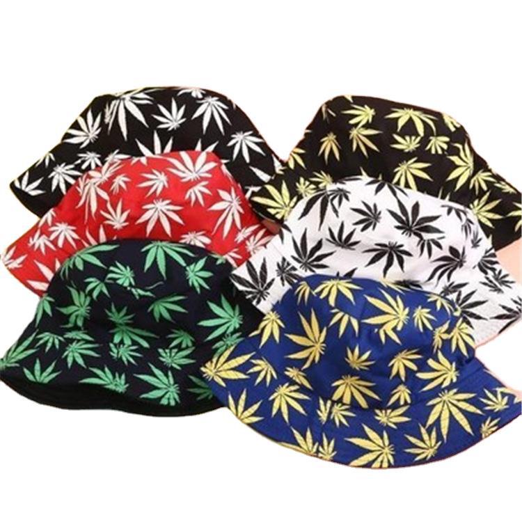Maple Leaf Printed Fisherman Hat Men&#039;s Short Brim Leisure Artistic Bucket Hat Female Ins Harajuku Leisure cap