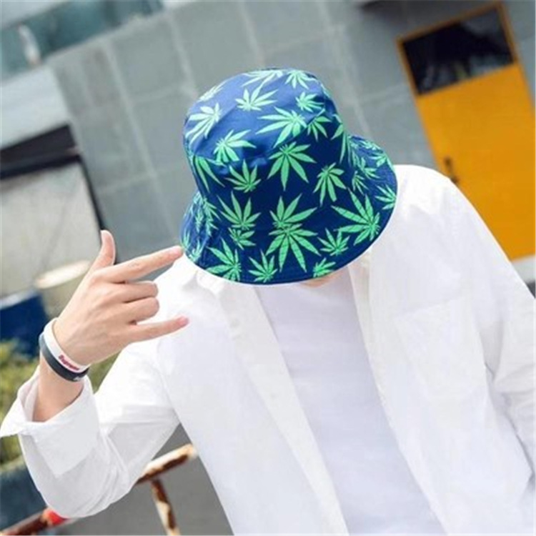 Maple Leaf Printed Fisherman Hat Men&#039;s Short Brim Leisure Artistic Bucket Hat Female Ins Harajuku Leisure cap