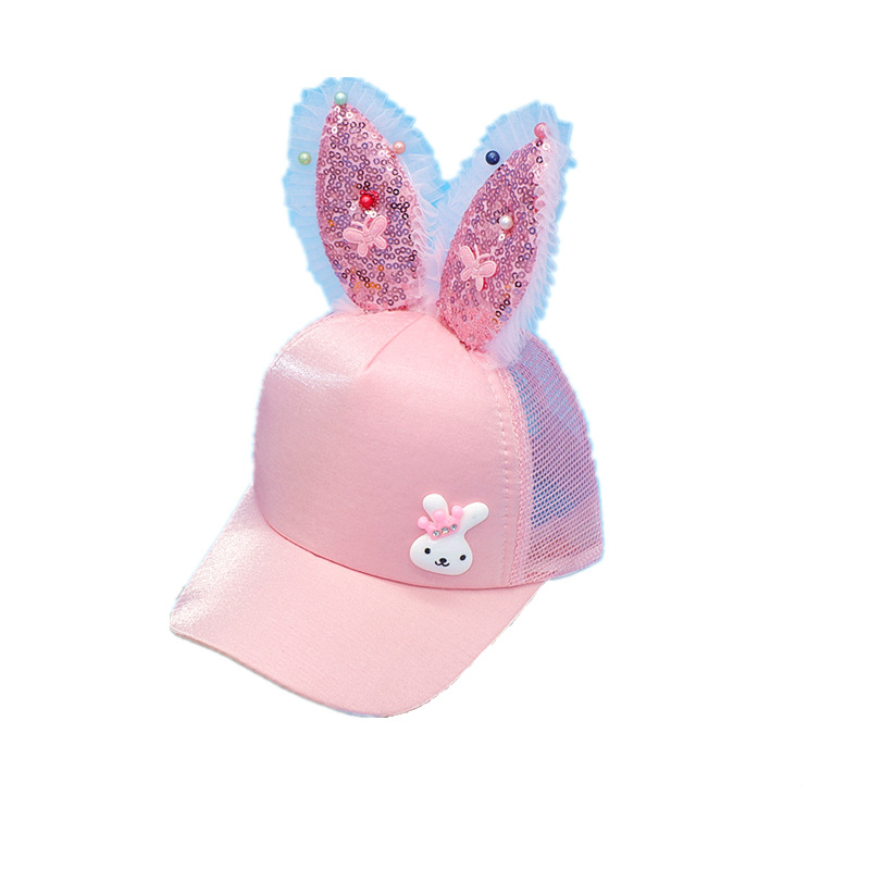 Hat Baseball Cap Sun Protection Parent-Child Peaked Cap Cute Rabbit Ears Summer Baby Sequins Men and Women Children&#039;s Sun Hat