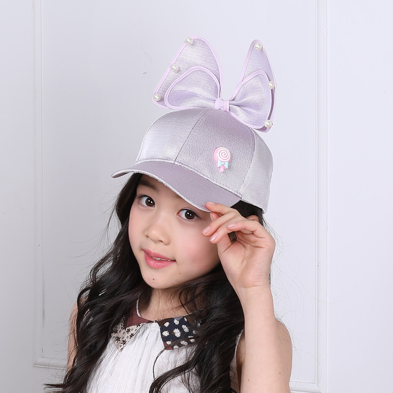 Direct selling parent-child cute lollipop bow baseball cap sunshade cap princess cap cloth cap net cap