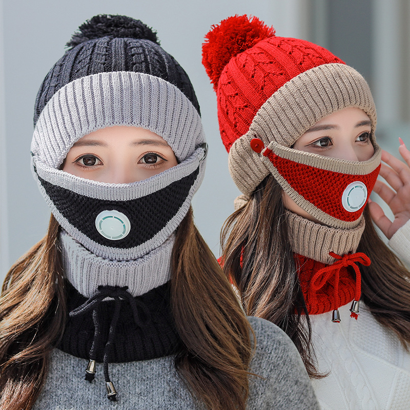 Hat Women&#039;s Autumn and Winter Fleece-Lined Thickened Woolen Cap Outdoor Cycling Wind-Proof Cap Ear Parent-child cap