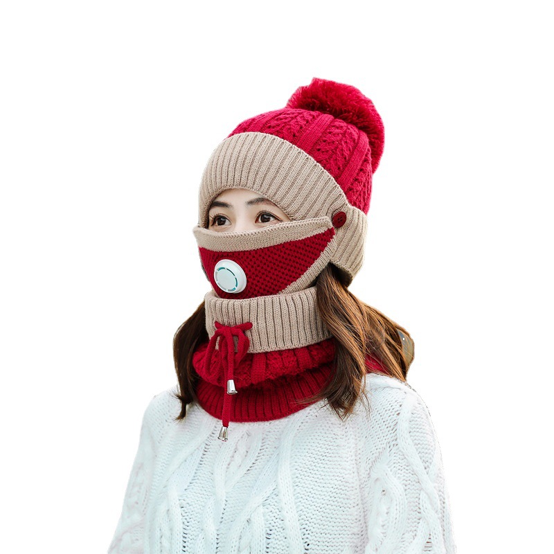Hat Women&#039;s Autumn and Winter Fleece-Lined Thickened Woolen Cap Outdoor Cycling Wind-Proof Cap Ear Parent-child cap