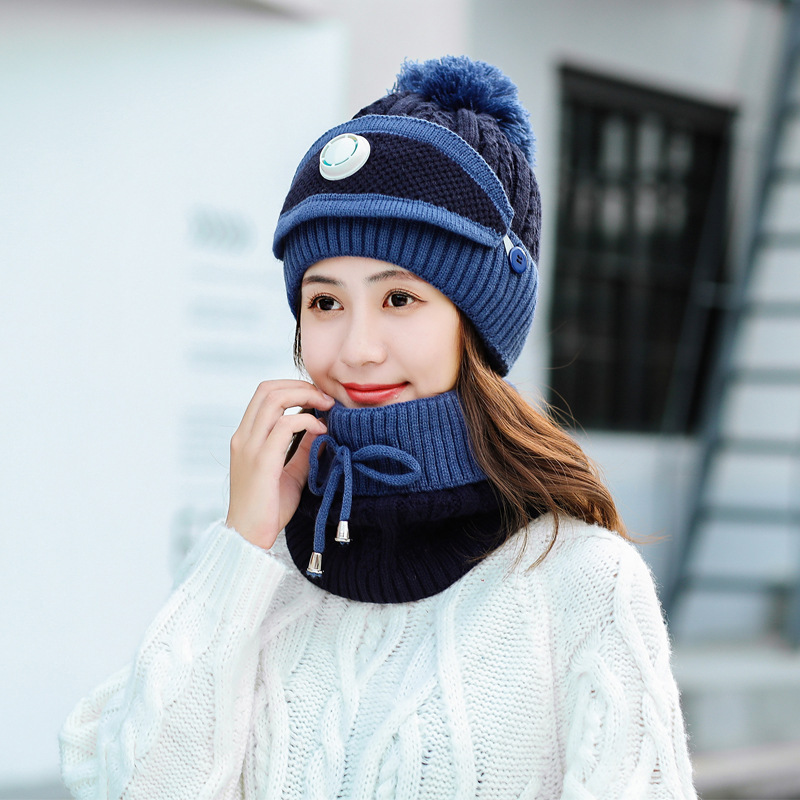 Hat Women&#039;s Autumn and Winter Fleece-Lined Thickened Woolen Cap Outdoor Cycling Wind-Proof Cap Ear Parent-child cap