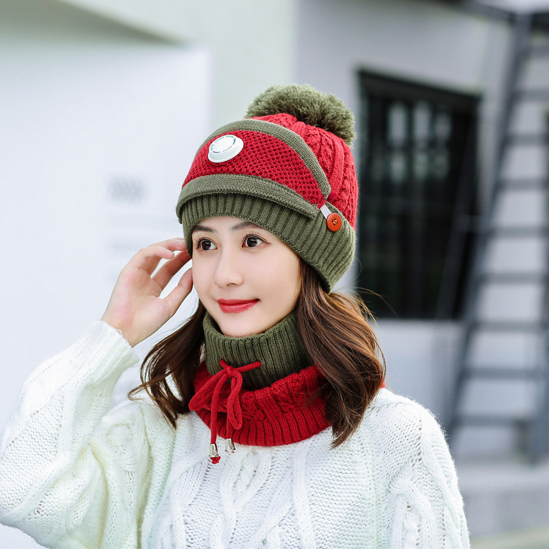 Hat Women&#039;s Autumn and Winter Fleece-Lined Thickened Woolen Cap Outdoor Cycling Wind-Proof Cap Ear Parent-child cap