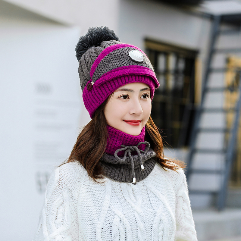 Hat Women&#039;s Autumn and Winter Fleece-Lined Thickened Woolen Cap Outdoor Cycling Wind-Proof Cap Ear Parent-child cap