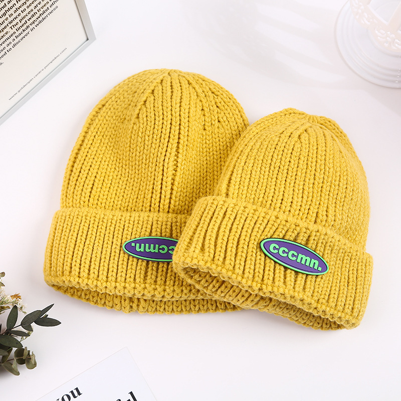 Parent-child cap  Color Sleeve Cap Korean Style Parent-Child Children&#039;s Knitted Hat Outdoor Keep Warm Hat
