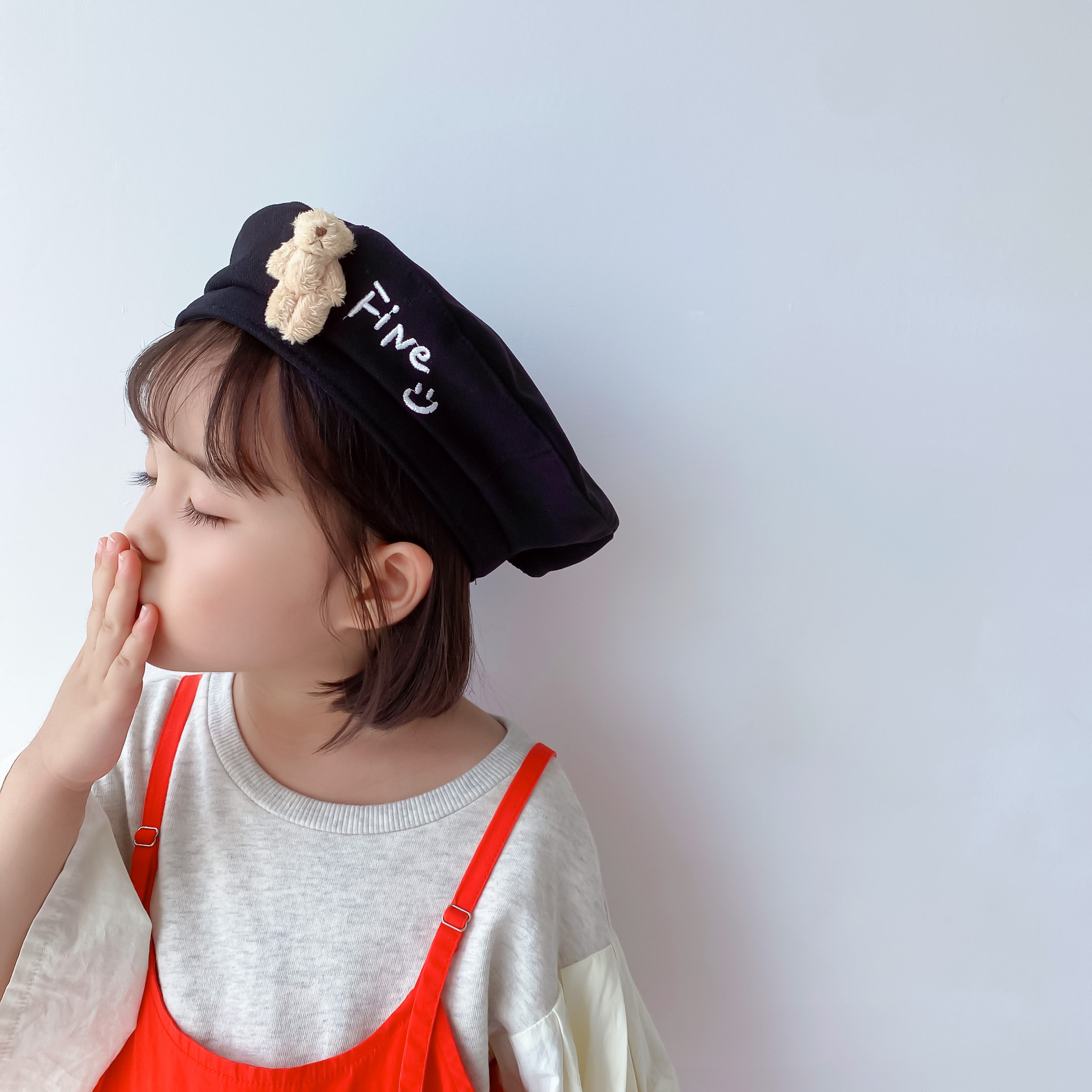 Parent-child cap  and Girls Autumn and Winter Korean Style Trendy Parent-Child Beret Retro British Baby Painter Hat