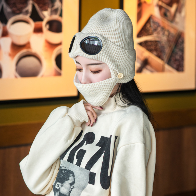 New Glasses Woolen Cap Pilot Sunglasses Ski Cap Ear Mask Winter Warm Parent-child cap