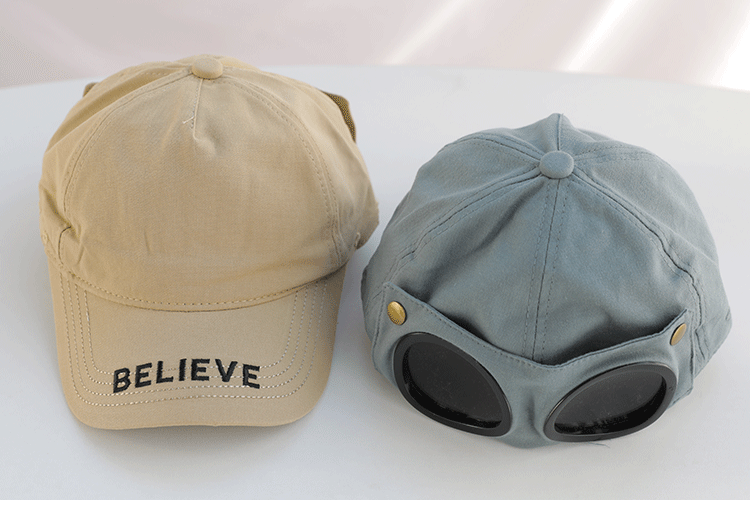 Children&#039;s Pilot Hat Eye Sunglasses Peaked Cap Spring and Autumn Parent-Child Hat Male Father-Son Trendy Girl Hip Hop Baseball Cap