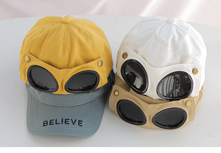 Children&#039;s Pilot Hat Eye Sunglasses Peaked Cap Spring and Autumn Parent-Child Hat Male Father-Son Trendy Girl Hip Hop Baseball Cap