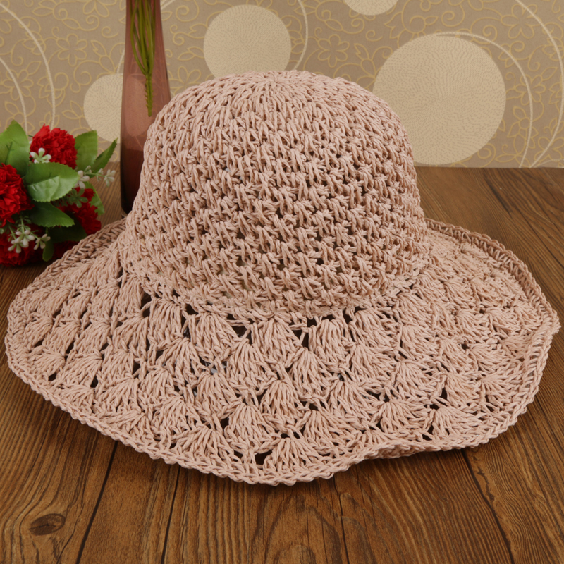 Sun hat lady foldable summer Sun hat with big curling brim straw hat Sun protection beach hat