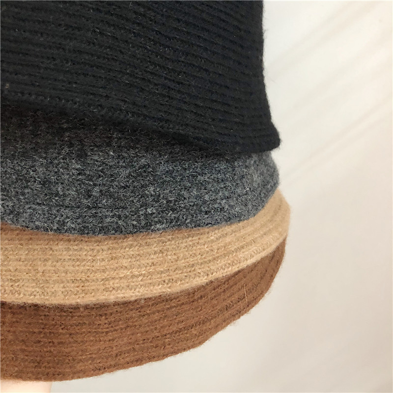 Japanese Pure Color Wool Bucket Hat Women&#039;s Vintage Bowler Hat All-Matching Warm Knitted Bucket Hat Lady Hat