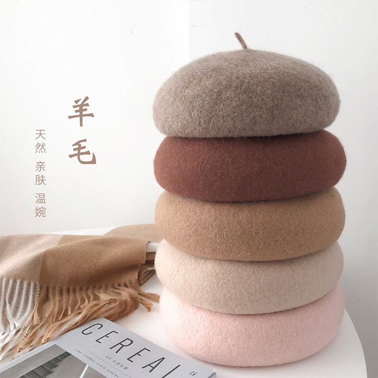 Wool Beret Women&#039;s Autumn and Winter Korean Style Trendy All-Matching Painter Hat British Retro Lady Hat