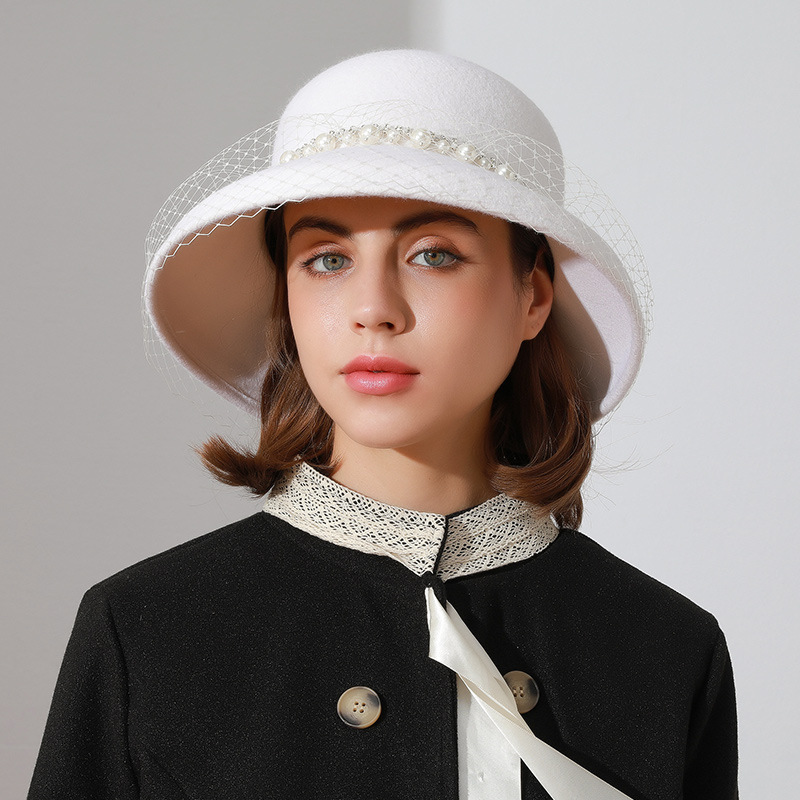 Ling Long Clothing Autumn and Winter British Retro Temperament Banquet Lady Hat