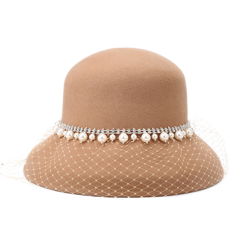 Ling Long Clothing Autumn and Winter British Retro Temperament Banquet Lady Hat
