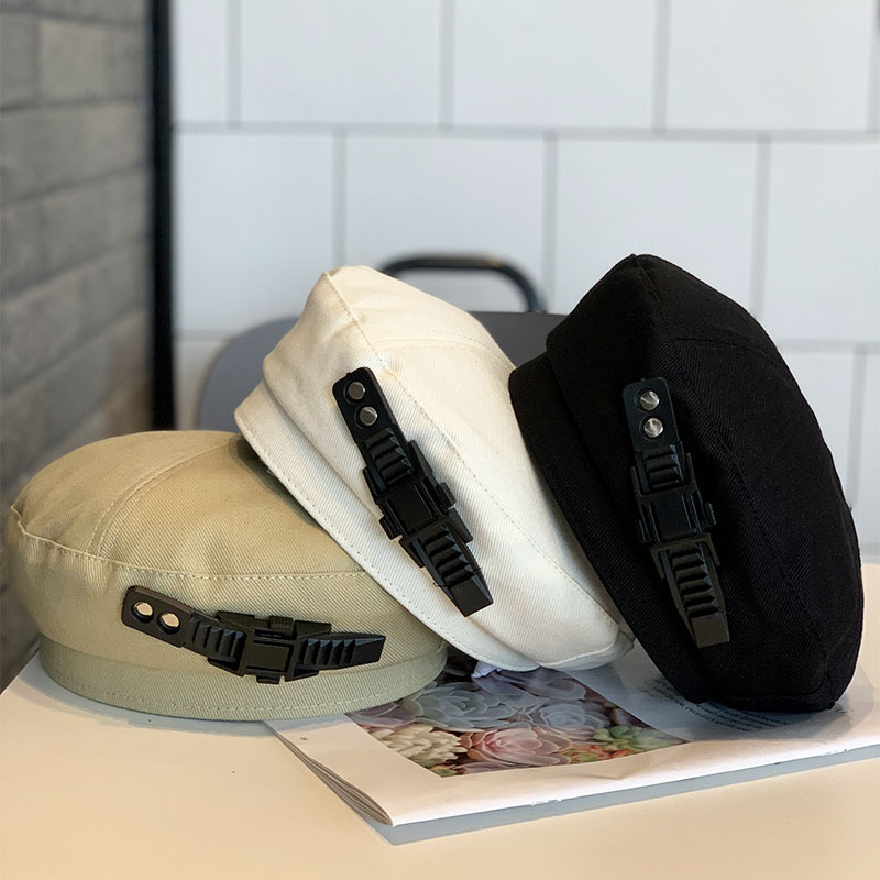 Xu Jiaqi Same Style Black Beret Female Spring and Autumn All-Match Locomotive Style Fashion Lady Hat