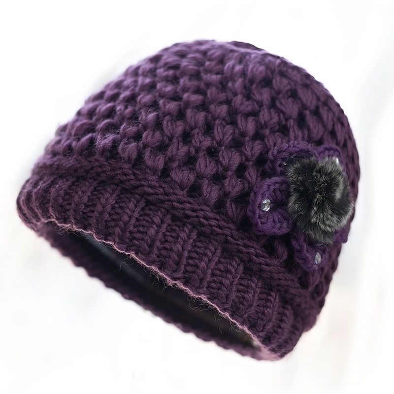 Hat for the Elderly Children&#039;s Winter Grandma Old Lady Autumn and Winter Middle-Aged Mom Knitted Wool Thickened Fleece Warm