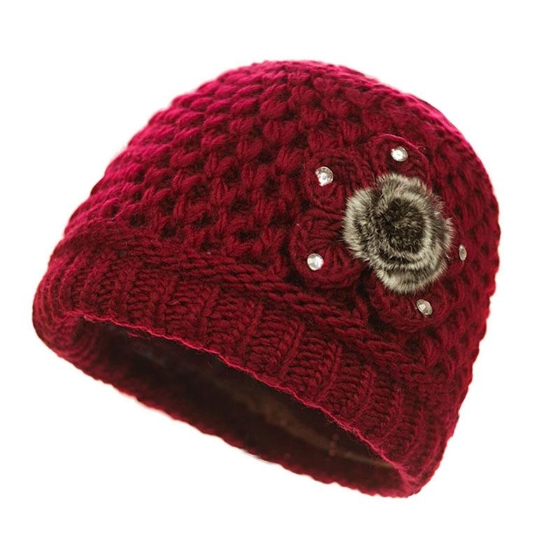 Hat for the Elderly Children&#039;s Winter Grandma Old Lady Autumn and Winter Middle-Aged Mom Knitted Wool Thickened Fleece Warm