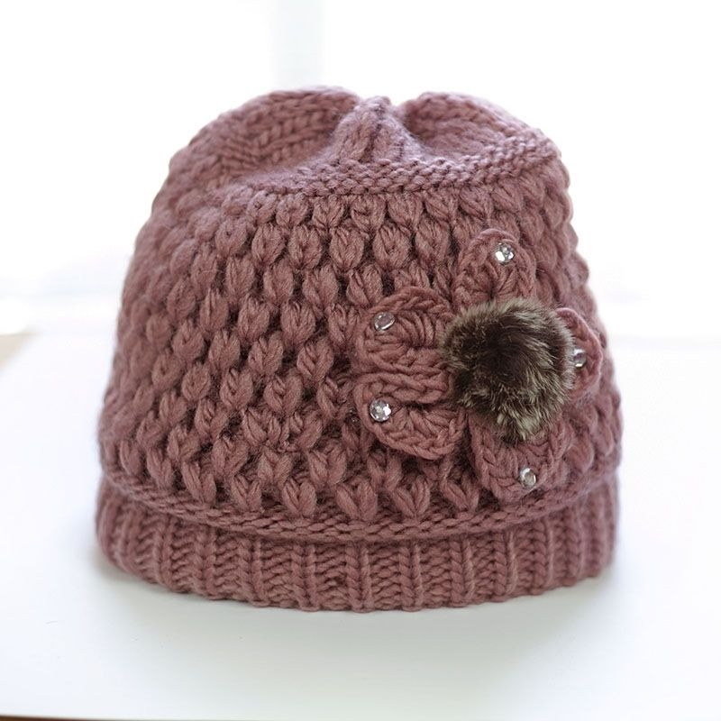 Hat for the Elderly Children&#039;s Winter Grandma Old Lady Autumn and Winter Middle-Aged Mom Knitted Wool Thickened Fleece Warm