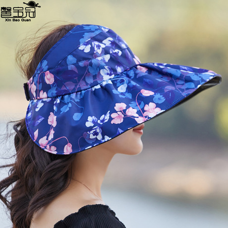 Summer Sun Hat Lady Black Glue UV Protection Large Brimmed Hat folding Empty top Hat Lady