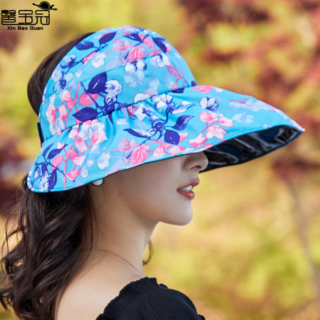 Summer Sun Hat Lady Black Glue UV Protection Large Brimmed Hat folding Empty top Hat Lady