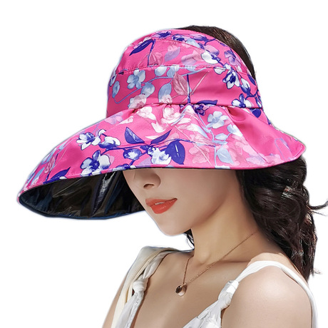 Summer Sun Hat Lady Black Glue UV Protection Large Brimmed Hat folding Empty top Hat Lady